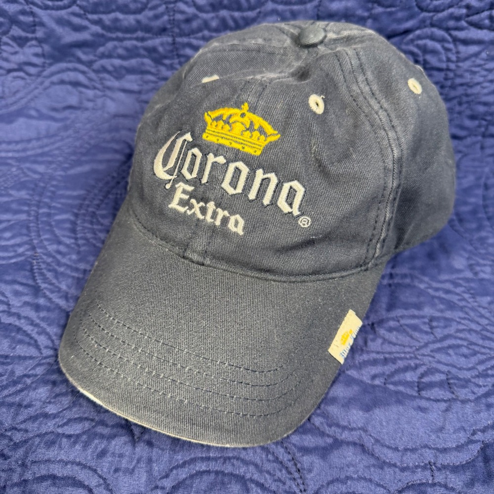 Corona Extra Beer Navy Blue Adjustable Baseball Hat Embroidered Logo Distressed